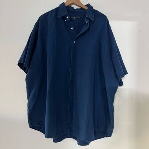 3XB Ralph Lauren Big and Tall Casual Short-Sleeve Button-Down Shirt in Indigo